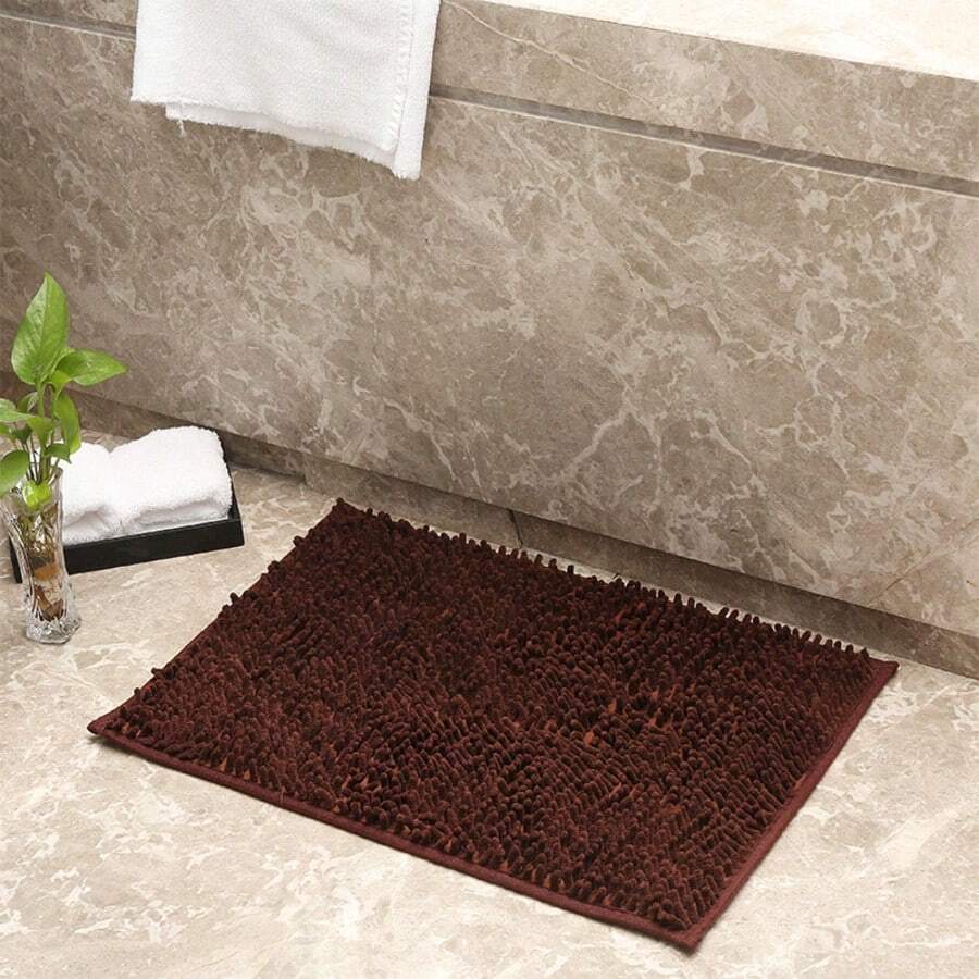 Kit Of 4 Bathroom Rugs 40x60 Non-Slip Microfiber Balls, Luxury Pasta, Various Colors - Marrom - Xem 1