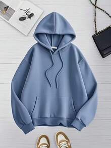 Conjunto paquete set pack 3 piezas sudadera básica capucha hoodie lisa dama mujer casual manga larga bolsa canguro puños acanalados diario calientita suave cómoda moderna juvenil - Multicolor 7 - Ver 4