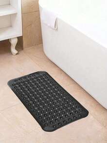 1pc PVC Non-Slip Bathtub Mat,38*70cm Black Bath Mat With Suction Cups And Drainage Holes,Suitable For Bathroom Bathtub Shower Home Decor, Bath Rug,Outdoor Rug,Door Mat,Bathroom Accessories,Home Decor - Black - View 3
