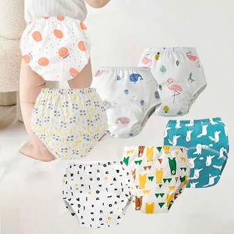 6 pièces Culottes de propreté pour bébé, sous-vêtements de toilette pour tout-petits, couches lavables douces et confortables, culottes d'apprentissage de la propreté unisexes pour enfants, cadeau parfait pour bébé