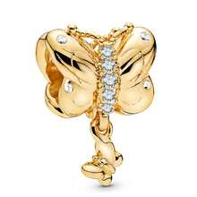 1 Pc Gold Charm Beaded Series Love Flower Four Leaf Clover Butterfly Bee Sun Camera Bell Castle Beaded Pendant Accessories For Women DIY Bracelet And Necklace Fine Jewelry Making Gift Holiday Series Valentines