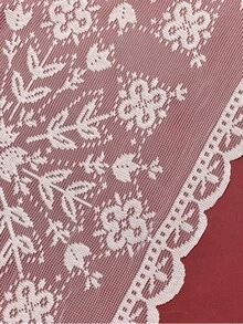 1pc Christmas Snowflake Lace Pom Pom Semi-Sheer Curtain, Lightweight Sheer Sunshade, Rod Pocket Top Design, Suitable For Bedroom, Living Room, Balcony Christmas Decor, Christmas Gift