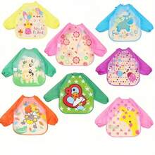 2 Stücke Baby Lätzchen, wasserdichter Fütterungsschutz, umkehrbarer Malschürze für Kleinkind Jungen & Mädchen