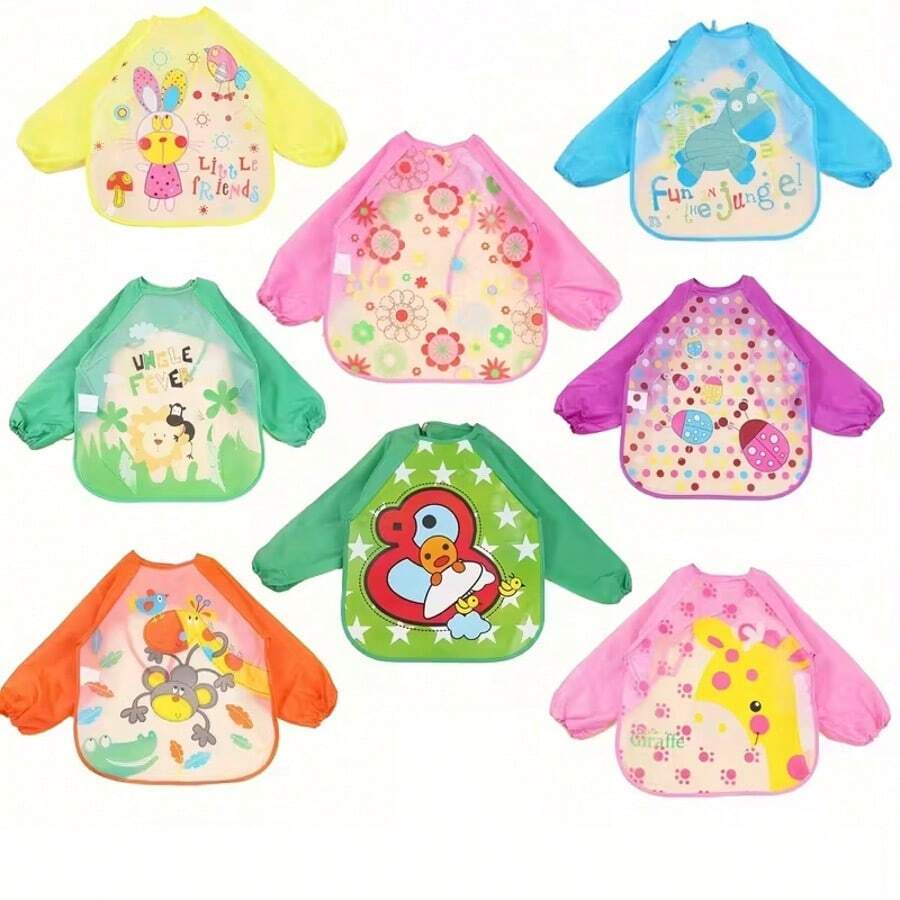 2 Stücke Baby Lätzchen, wasserdichter Fütterungsschutz, umkehrbarer Malschürze für Kleinkind Jungen & Mädchen