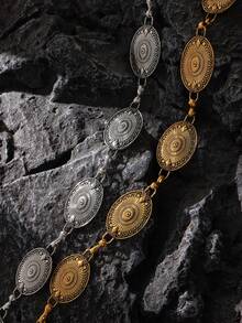 1pc Women's Bohemian Style Turquoise Carved Elegant Metal Waist Chain