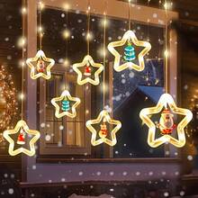 LED Christmas Curtain Lights, Santa Claus Cartoon Design Indoor Room Decoration Window Festival String Lights, Window Display, Festival Decorations, Fun Lighting, Festival Theme, LED Lights, Durable Lighting, Decorative Lighting, Christmas Enthusiasts, Party Planners