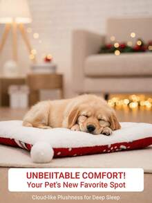 1 pieza Cama navideña festiva para perros | Colchoneta súper suave para mascotas para un sueño profundo | Cojín de invierno lavable para perros pequeños y grandes