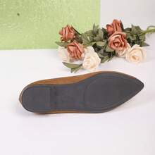 Women's Pointed Toe Flats, Suitable For Outdoor, Office, Fashion Solid Color Warm Lining Shoes For Autumn/Winter