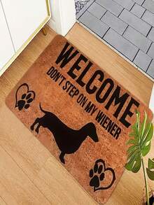 1pc New Dachshund Welcome Doormat, Suitable For Living Room, Bedroom, Indoor - Machine Washable - Flannel Material, Soft Wrapped, Skin-Friendly, No Pilling, Slightly Water-Resistant Easy Care, Odorless - Ideal For Home Decor, Room Decoration