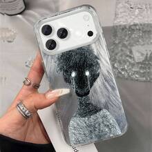 Funda para teléfono con diseño de líneas oscuras y retrato con lágrimas, TPU con orificios grandes, resistente a golpes, compatible con phone 17, 16, 15, 14, 13, 12, 11 Pro y Plus. - Colores mixtos 1 - Ver 3