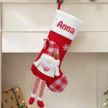 LICVIC 1pc Personalized Christmas Stockings With Name-18 Large Red Custom Name Family Christmas Stocking