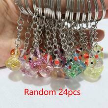 24 Pcs Plastic Mixed Color Duck Keychains Tiny Ducks Keychains Duck Party Favors Backpack Decor