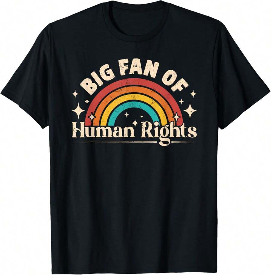 Big Fan Of Human Rights Vintage Rainbow Social Justice T-Shirt | SHEIN USA