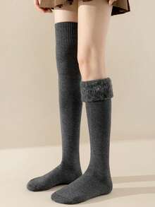 大腿及膝保暖长筒袜靴，中筒袜，舒适保暖袜 - 彩色 - 查看 8