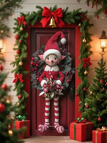 1 زينة عيد الميلاد معلقة من البوليستر الحديثة، مقاس 35.4 * 70.8 بوصة، ديكور للأعياد للاستخدام الداخلي والخارجي، لا تحتاج إلى طاقة، ديكور عيد الميلاد