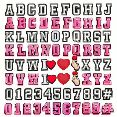 80pcs Pink & White Letter Series Shoe Charms, Suitable For Sandals, High Quality Decorative Accessories, Excellent Gift For Teenagers, Men, Women And Adults