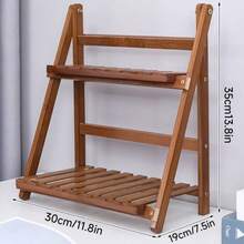 1pc Brown Diy Handmade Bamboo Folding Display Shelf, Home Organizer - Coffee Brown - View 12