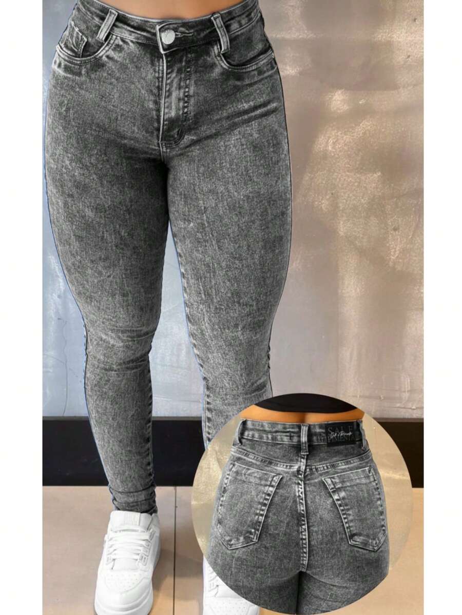 ORIGINIAL SALT AND PEPPER JEANS, HIGH WAIST WITH LYCRA, BUTT LIFT - 灰色 - 查看 1