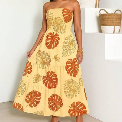 Vestido feminino longo tomara que caia com Elastex nas Costas