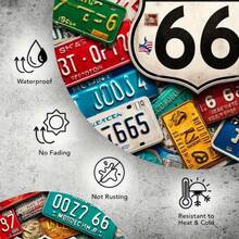 1pc Route 66 Themed Metal Tin Sign, Vintage License Plate Design, 8x8 Inch Round Wall Art Decor Bar, Cafe, Club - Iron Construction - Nhiều màu - Xem 6