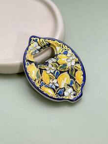 2-In-1 Cute Farmhouse Style Lemon Plant Leaf Pattern Embossed Gold Foil Refrigerator Magnet Bottle Opener, Suitable For Home Decor, Refrigerator, Bottle Opening, Daily Use And Holiday Gifts