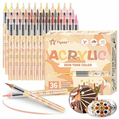 1 Stück direkte Flüssigspitzen Acrylmarker, 36 Farben/24 Farben/12 Farben, für Studenten, nicht transparent, mehrere Optionen, stapelbar, Aquarellpinsel, hohe Ästhetik für Kunststudenten, DIY Farbmalerpinsel