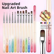 New 1pc Metal Rod Gradient Nail Art Brush Set Colouring Brush Large Square Round Light Therapy Brush Halo Brush