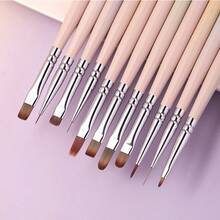 New 1pc Metal Rod Gradient Nail Art Brush Set Colouring Brush Large Square Round Light Therapy Brush Halo Brush