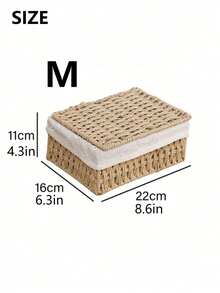 3pcs/2pcs/1pc Woven Storage Basket With Lid, Suitable For Storing Cosmetics, Keys, Snacks, Applicable For Living Room, Hallway, Home Decor, Craft Box, Wedding Gift Basket, Suitable For Back To School Season - Apricot - View 14