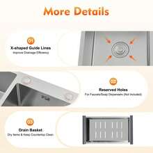 Double Bowl Stainless Steel Drop-In Kitchen Sink Dishwasher Vegetable Sink Home - Default - View 7