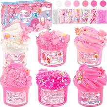 6 Pack Slimes Kit, Pink Slime Kids, Cloud Butter & Slime, Party Favors, Toys Girls Boys Ages 8-12, Goodie Bag Stuffers,9-10 Year Old Girls Birthday Ideas Cute Stuff,Birthday,Party Gifts,Squeeze Toy - 粉色 - 查看 7