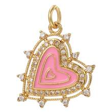 1pc Multi-Color Enamel Copper Heart Shaped Pendant, Delicate & Compact, Handmade DIY Necklace, Bracelet, Earring Jewelry Pendant, Suitable As Thanksgiving Gift