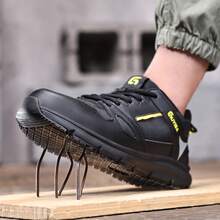 Steel Toe Safety Shoes, Classic Sports Fashion Low-Top, Soft Sole, Solid MD Outsole For Professional Anti-Slip Comfort, Outdoor Worksite Protective Footwear - Black - View 3