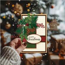 1PC Christmas Pinecone Silver-Gray Metal Die-Cut Mold Suitable For Scrapbooking Decorations, DIY Scrapbook Paper Crafts, Embossing Techniques, Handmade Projects, Greeting Card Creation, And Greeting Card Production. - Silver Gray - View 3