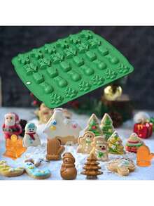 1 pacote com 30 moldes de silicone para Natal, molde de doces em formato de boneco de gengibre, ferramenta para assar bolos para festa de Natal, chocolate de Natal faça você mesmo, doces, gelatina (cor e estilo aleatórios)