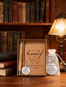 4/12/20 件套，团队礼品，员工感谢礼品，圆珠笔和口袋励志笔记本，附赠励志钥匙扣和手提袋，办公礼品，适合员工、志愿者、护士、教师、同事，团队建设退休礼品（4 件套 = 1 支圆珠笔 + 1 本口袋励志笔记本 + 1 个励志钥匙扣 + 1 个手提袋），成人圣诞礼物，个性化礼品，秘密圣诞老人礼物 - 彩色 - 查看 6