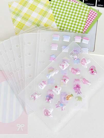 A7サイズ リーフ式ルーズリーフ 5枚/10枚入り、ステッカーブック、ノート、ペットステッカー、コラージュ、ステッカー、バブルステッカー、3Dステッカー、オタク活動に適しています