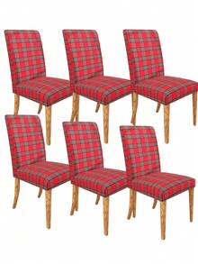 1/4/6 pezzi Coprisedia con stampa digitale, a quadri, lavabili, coprisedia per schienale alto, adatti per soggiorno, casa, sala da pranzo, feste, decorazioni per vacanze