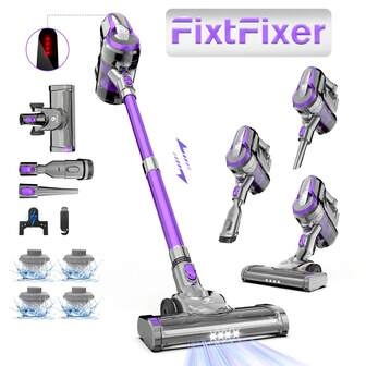 Fixtfixer Aspirapolvere senza fili FixtFixer, aspirapolvere a stelo da 55 kPa, fino a 55 minuti di autonomia, aspirapolvere 6 in 1 senza fili potente, faro a LED da 0,9 l, aspirapolvere leggero per peli di animali, tappeti, pavimenti duri