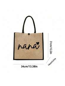 1 Set Heart Nana Pattern Handbag, Lightweight Cosmetic Bag, Travel Coin Purse, Handbag & Makeup Bag Set, Letter Design Shopping Bag In Holiday Style, Suitable For Wedding, Birthday, Beach And Vacation, Best Gift For Family And Friends. This Large Pack Is Suitable For Students And Back To School. - Multicolor - View 10