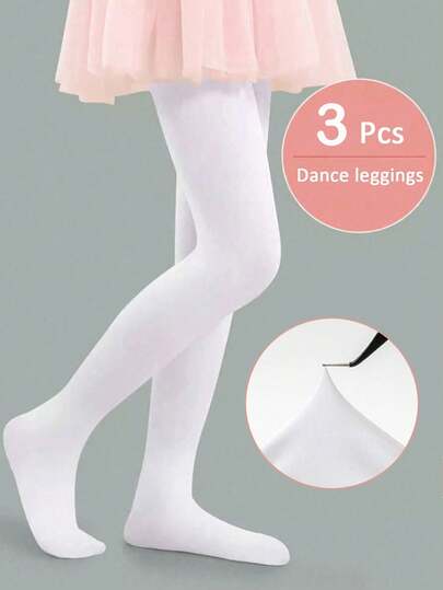 3 Packs White Ballet Tights For Girls - Thick Soft Stirrup Dance Tights For Toddlers And Kids, Back To School Stockings, Infant Newborn Stockings, Halloween Christmas Xmas Gift