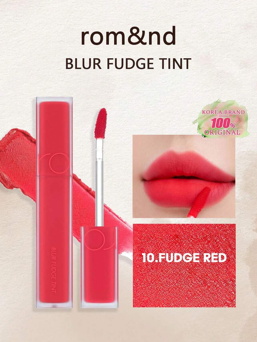 Rom&nd Romand BLUR FUDGE TINT 10 FUDGE RED, Romand Lipstick, Lip Tint, Matte Lip Gloss, Lightweight Creamy Texture, Easy To Apply, Long-Lasting Color, High Pigmentation, Non-Drying, Velvety Smooth, Matte Finish, Blendable, Korean Makeup, Korean Cosmetics, Gift Set, 5.0g/0.18oz - 10 FUDGE RED - 查看 1