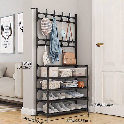 1pc Simple Shoe Rack, Multi-Layer Household Entryway Shoe & Hat Rack, All-In-One Multifunctional Assembly Storage Rack, Essential For Student Dorms And Rental Homes, Space-Saving