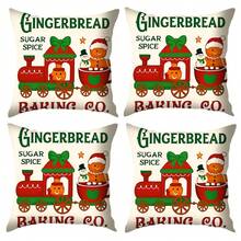 4pcs Christmas Pillow Covers, 18x18 Inches, Zippered, Vintage Style Christmas Design, Farmhouse Holiday Decor, Suitable For Porch, Patio, Sofa, Couch, Living Room - (Inserts Not Included), Christmas Decoration