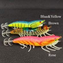 3 piezas Señuelos de pesca de camarón Avlcoaky Luminoso Jig de calamar Anzuelo Señuelo artificial de camarón y gamba