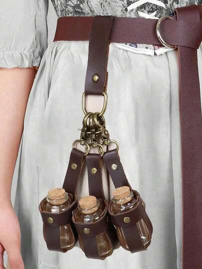 Bouteilles de potion en liège faux médiéval alchimique 3, sac de taille fantaisie, accessoires de cosplay Vikings, boucle de ceinture, accessoires de sorcière Renaissance, fiole magique steampunk, accessoires de costume d'Halloween, liège de magie noire, manchon de bouteille en verre transparent, bouteille décorative  médiéval DIY, cadeau pour l'anniversaire, la fête des mères, les amateurs de cosplay