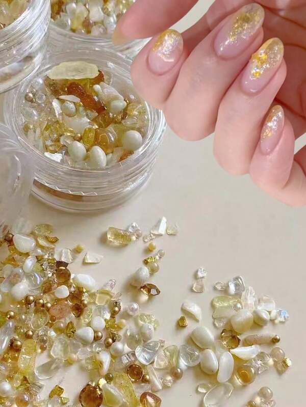 1 Box Autumn Translucent Brown Mineral Jewelry Assortment For Nail Art, Diamond Nail Accessories, Nail Parts, Beads, Components, Nails, Rhinestones