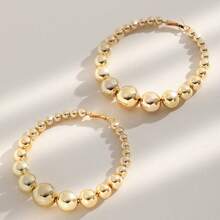 1 Pair Of Fashion Retro Hoop Earrings With Pearls, Elegant And Luxurious Earrings, Suitable For Banquets, Parties, And Important Occasions - 1 Pair - 查看 3
