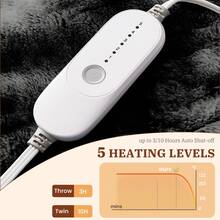 Electric Heated Blanket Throw Twin Size Faux Fur Sherpa Plush Soft Cozy Electric Throw Blanket Fast Heating With 5 Heat Settings And Auto Shut Off Timer 3H/10H Machine Washable Warm Fluffy Thick Thermal Blanket For Couch Bed Sofa Home