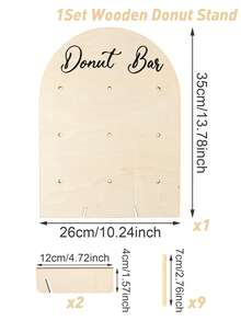 1/2套26*35厘米木制甜甜圈吧台展示架支架板，适合9个甜甜圈，食品展示架，DIY甜点装饰道具，蛋糕装饰架，生日派对桌面装饰宝贝淋浴婚礼性别揭秘派对用品 - 彩色 - 查看 8